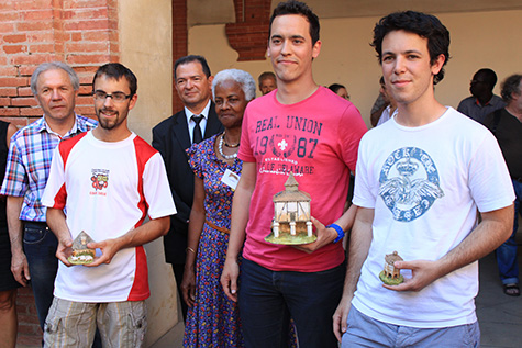 Le podium du blitz 2012::Fabien Leroy entouré de Hugo Delafontaine et David Bovet Podium_Blitz_2012